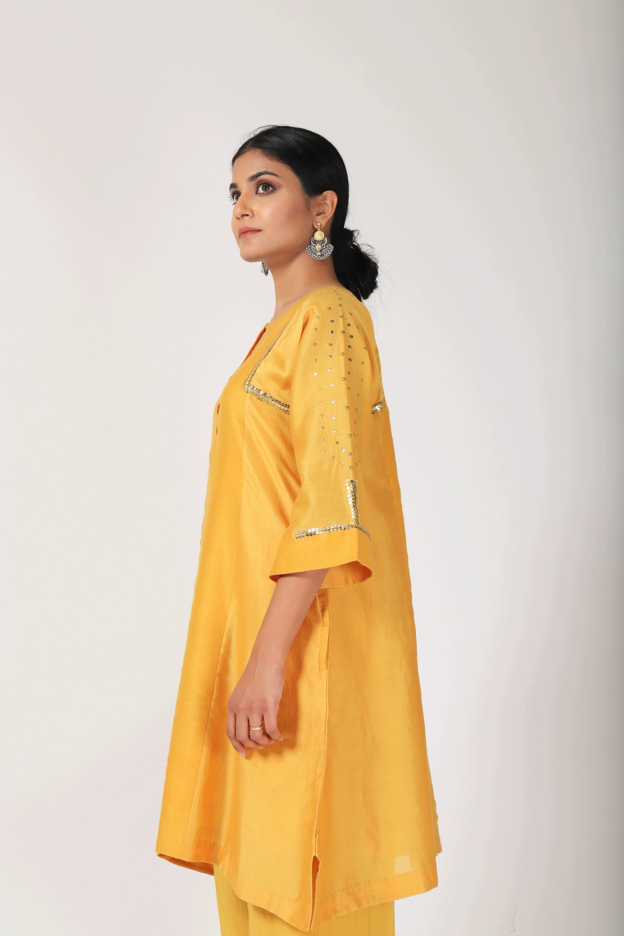 Blazing Yellow Tvaksati Panelled Tunic Set