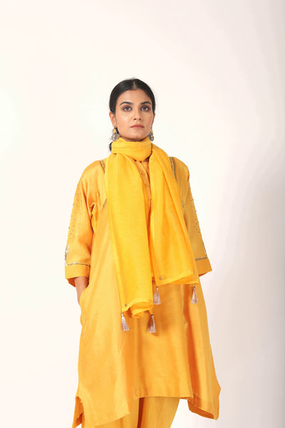 Blazing Yellow Tvaksati Panelled Tunic Set