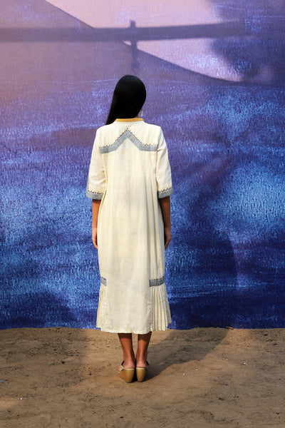 Pleated Long Dress - Off White