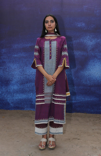 Long Kurta - Front Opening - Wine