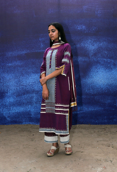 Long Kurta - Front Opening - Wine