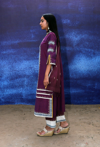 Long Kurta - Front Opening - Wine