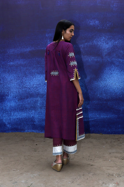 Long Kurta - Front Opening - Wine