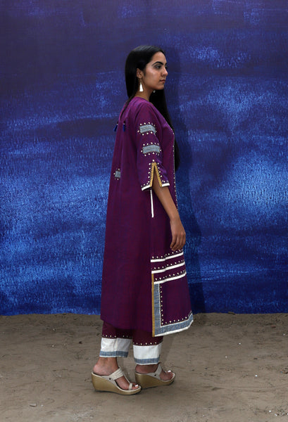 Long Kurta - Front Opening - Wine
