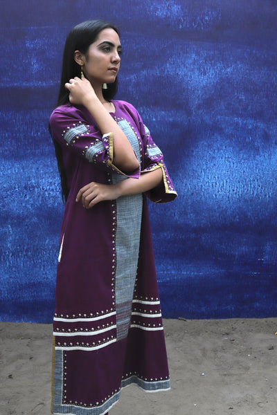 Long Kurta - Front Opening - Wine