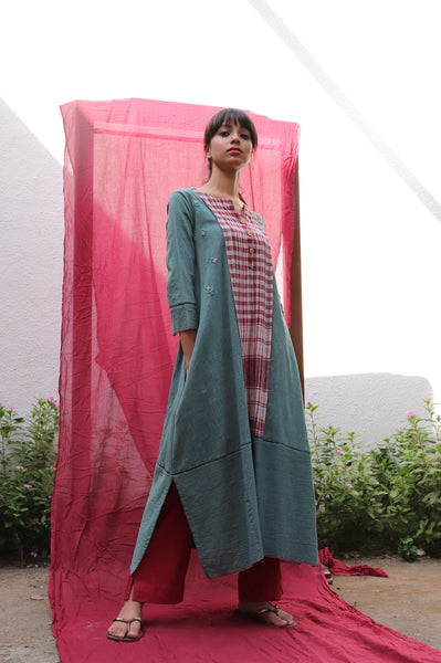 Gamcha - Long Kurta - Green