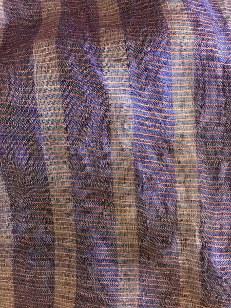 Indigo Blue Churidaar Sleeve Kalidaar Dress - Linen Silk Zari Fabric