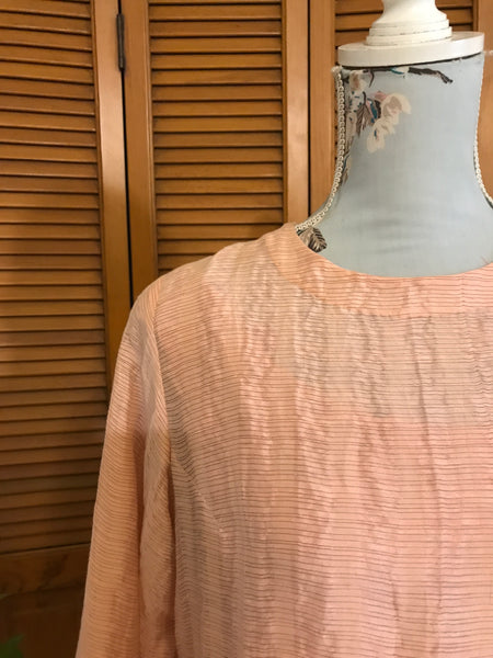 Pleated Rose Quartz Pink Dress - Linen Silk Zari Fabric