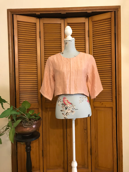 Saree Blouse / Crop Top - Rose Quartz Pink Color- Linen Silk Zari Fabric